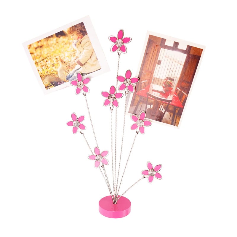 TFu 8-Branch Family Tree Picture Frame Holder, Card Photo Clips Holder Desk Stand for Memo Paper Note Photo Christmas Wedding Card Display (Rose Red Flower) - Image 1